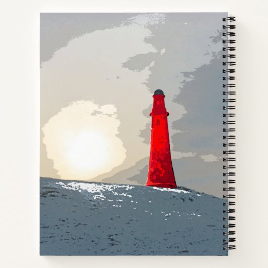 Der rote Leuchtturm im Schnee, dein Name Notizblock (Rückseite)