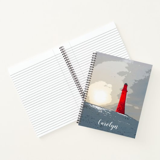 Der rote Leuchtturm im Schnee, dein Name Notizblock (Innenseite)