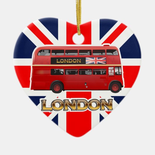 Der rote London-Doppeldecker-Bus Keramik Ornament (Vorne)