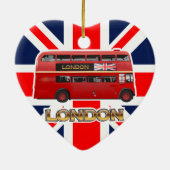Der rote London-Doppeldecker-Bus Keramik Ornament (Hinten)