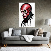 Der rote Mann mit gelben Augen | Art der AI Poster