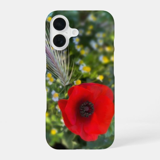 Der rote Mohn iPhone 16 Hülle (Rückseite)