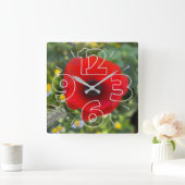 Der rote Mohn Quadratische Wanduhr (Zuhause)
