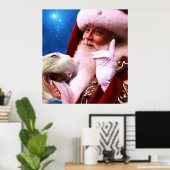Der rote Pitbull Hund und der Weihnachtsmann Poster (Heimbüro)