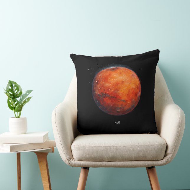 Der Rote Planet: Mars Aquarell Kissen (Stuhl )