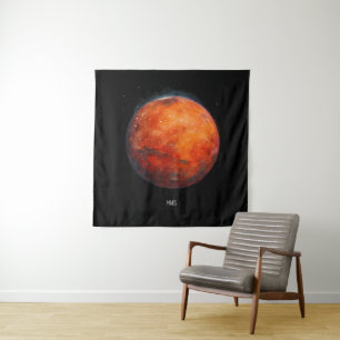 Der Rote Planet: Mars Aquarell Wandteppich