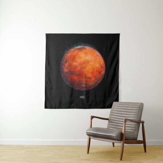 Der Rote Planet: Mars Aquarell Wandteppich (Beispiel)