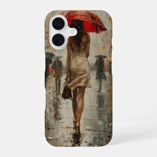 Der rote Regenschirm iPhone 16 Hülle (Rückseite)
