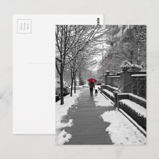 Der rote Regenschirm Postkarte (Vorne/Hinten)
