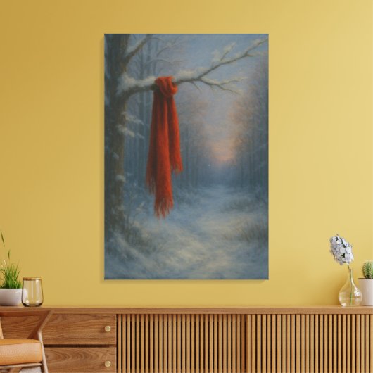 Der rote Schal – Helligkeit in der Stille Leinwanddruck (Insitu (Wohnzimmer))