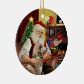 Der rote sibirische Husky des Weihnachtsmanns Keramik Ornament (Rechts)