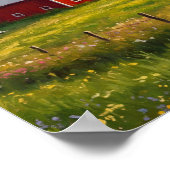 Der rote Stall auf dem Sonnenuntergang Poster (Ecke)