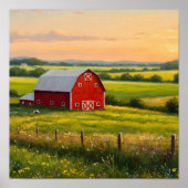Der rote Stall auf dem Sonnenuntergang Poster (Vorne)