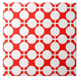 Der rote und weiße Polka-Punkt und das Karo-Muster Fliese
