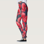 Der roten handgemaltes Muster Mohnblumen-Blumen Leggings (Links)