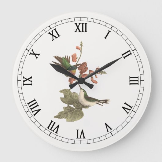 Der rothaarige oder rubingebeutelte Hummingvogel Große Wanduhr (Vorderseite)