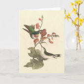 Der rothaarige oder rubingebeutelte Hummingvogel Karte (Gelbe Blume)