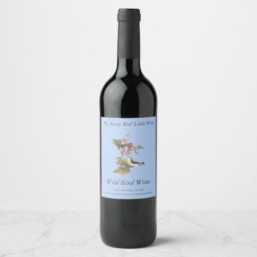 Der rothaarige oder rubingebeutelte Hummingvogel Weinetikett (Vorderseite)