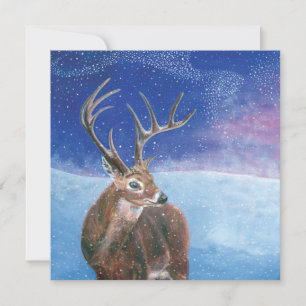 Der Rothirsch (Cervus elaphus) Schneeiger Winter Karte