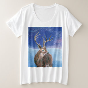 Der Rothirsch Cervus elaphus und Winterlandschaft  Große Größe T-Shirt
