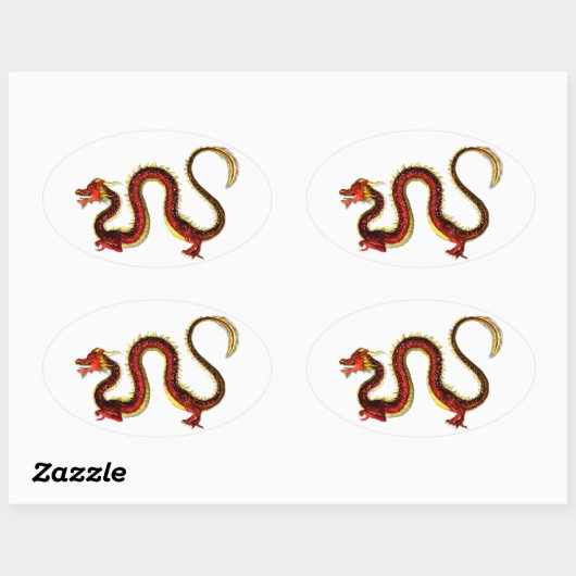 Der Ruby-Drache Ovaler Aufkleber (Blatt)