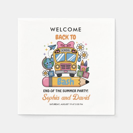 Der Rücken Bash der Schule! Editable End of Summer Serviette (Vorderseite)