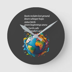 "Der Ruf der Erde: Werden wir zuhören?" Umwelt Runde Wanduhr