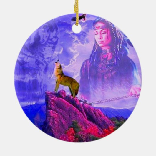 Der Ruf des großen Wolfsinns Keramik Ornament (Hinten)