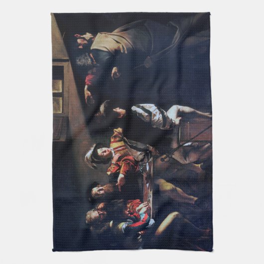 Der Ruf des heiligen Matthew, Caravaggio Geschirrtuch (Vertikal)