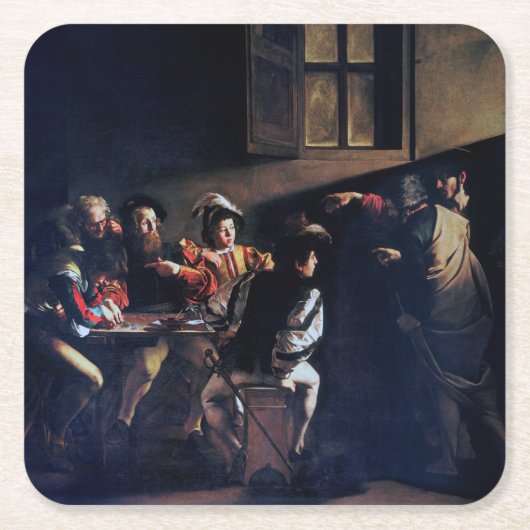 Der Ruf des heiligen Matthew, Caravaggio Rechteckiger Pappuntersetzer (Vorderseite)