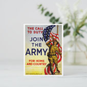 Der Ruf zur Pflicht ~ Beitritt zur Armee Postkarte (Stehend Vorderseite)