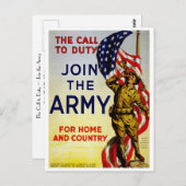Der Ruf zur Pflicht ~ Beitritt zur Armee Postkarte (Vorne/Hinten)