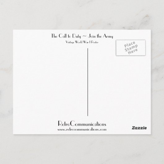 Der Ruf zur Pflicht ~ Beitritt zur Armee Postkarte (Rückseite)