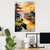 Der ruhige Abend des Fischerdorfes Poster (Heimbüro)