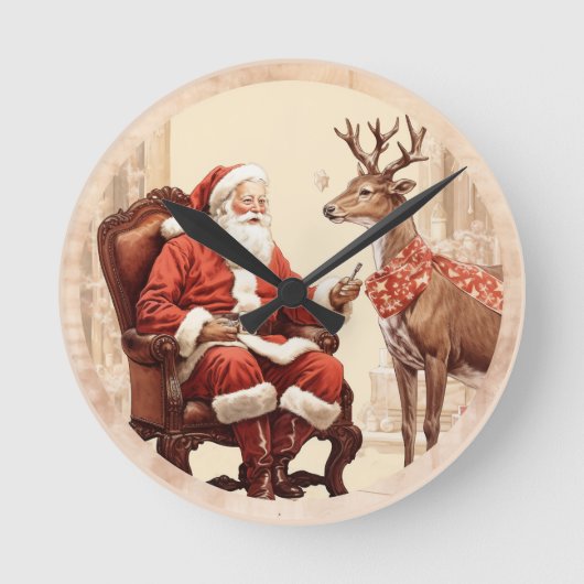 Der ruhige Moment des Weihnachtsmannes Runde Wanduhr (Vorderseite)