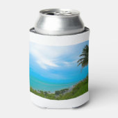 Der ruhige Strand mit Kokospalmen Dosenkühler (Kanne Vorderseite)