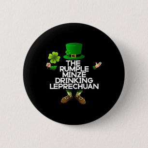 Der Rumple Minze trinkende Leprechuan irische St P Button