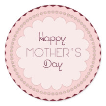 Der runde Aufkleber etikettiert „mother's day“