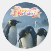 Der runde Aufkleber mit dem Kaiserpinguin (Vorderseite)