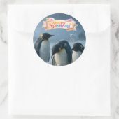 Der runde Aufkleber mit dem Kaiserpinguin (Tasche)