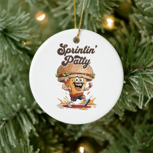 Der Running Cheeseburger Keramik Ornament (Baum)