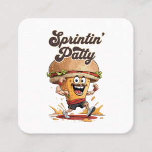 Der Running Cheeseburger Quadratische Visitenkarte