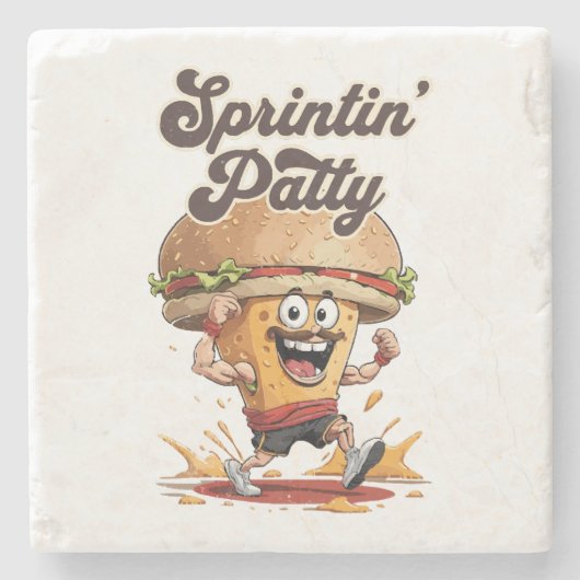 Der Running Cheeseburger Steinuntersetzer (Vorderseite)