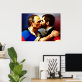 Der russische Präsident küsst einen Mann Poster (Heimbüro)