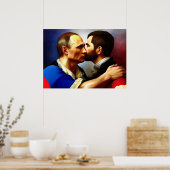 Der russische Präsident küsst einen Mann Poster (Küche)