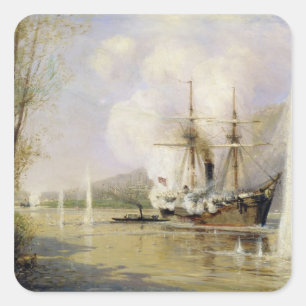 Der russische Zerstörer 'Shutka' Quadratischer Aufkleber