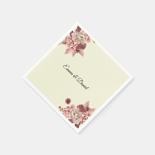 Der rustikale Herbst blüht den Hintergrund der Was Serviette (Ecke)