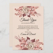 Der rustikale Herbst blüht leicht beige Wasserfarb Dankeskarte (Vorne/Hinten)