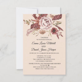 Der rustikale Herbst blüht leicht beige Wasserfarb Einladung