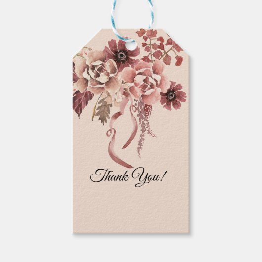 Der rustikale Herbst blüht leicht beige Wasserfarb Geschenkanhänger (Vorderseite)